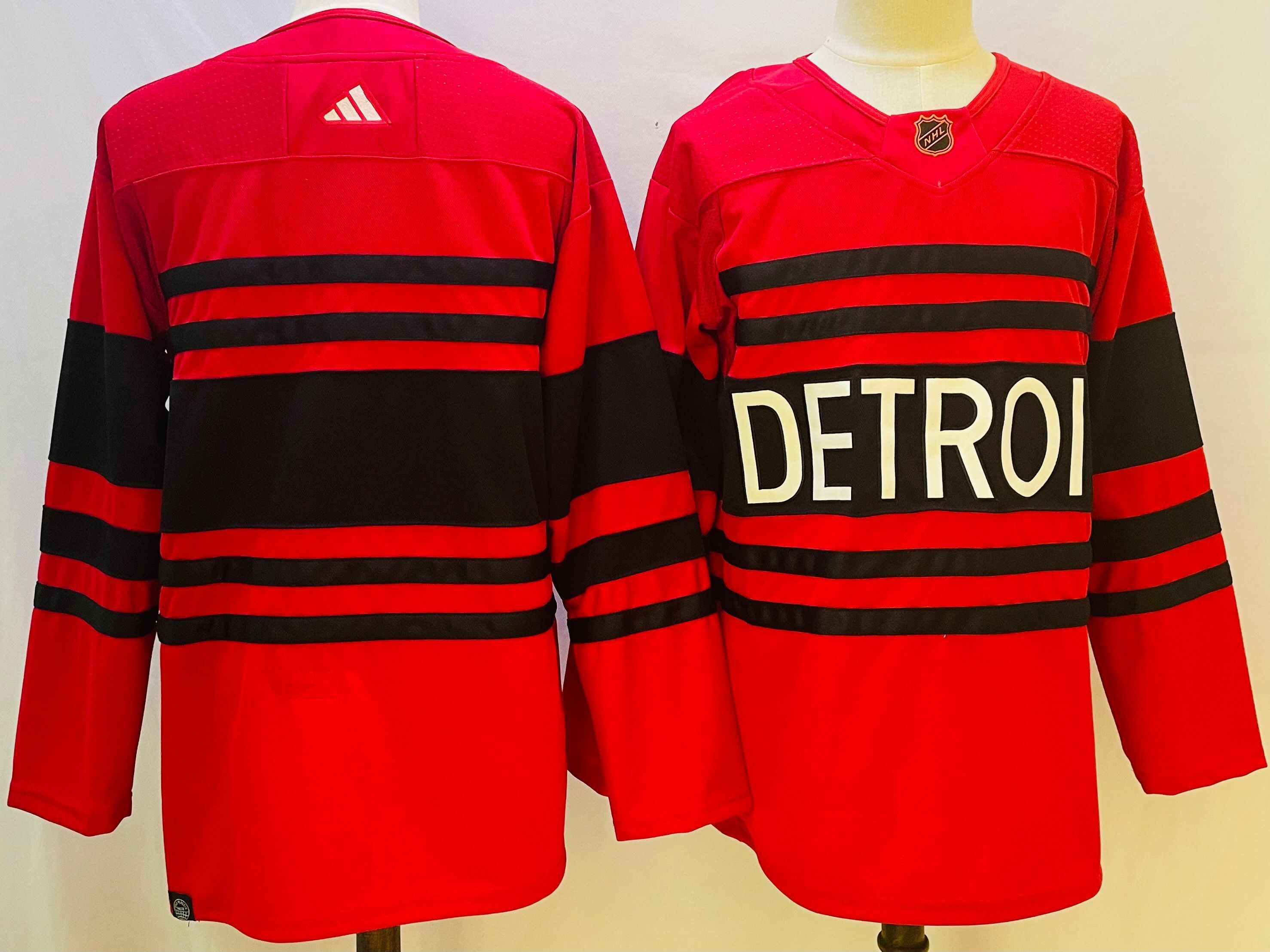 Men Detroit Red Wings Blank Red Throwback 2022 Adidas NHL Jersey